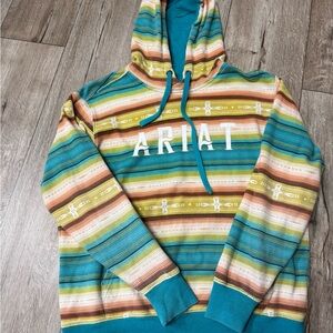 Ariat Teal and Multi-Stripe Hooded Pullover